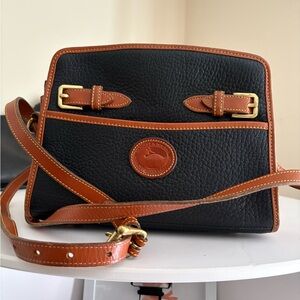 Vintage Rare Dooney & Bourke Black and Brown Leather Crossbody Bag